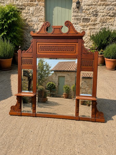 Antique mahogany over mantle - over,
