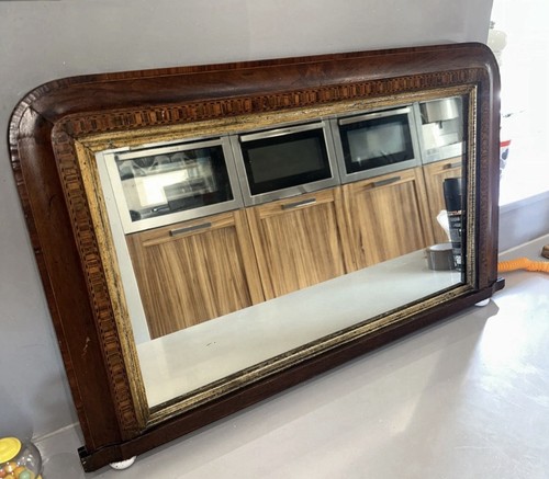 Antique walnut overmantel - antique,
