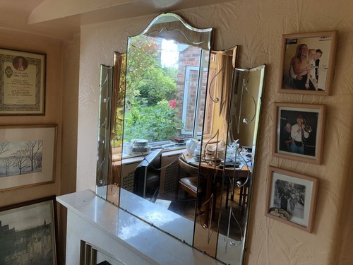 Art deco overmantle mirror - overmantle,