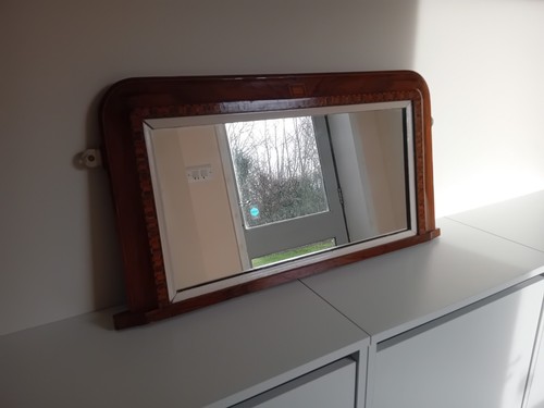 Antique walnut overmantel - antique,