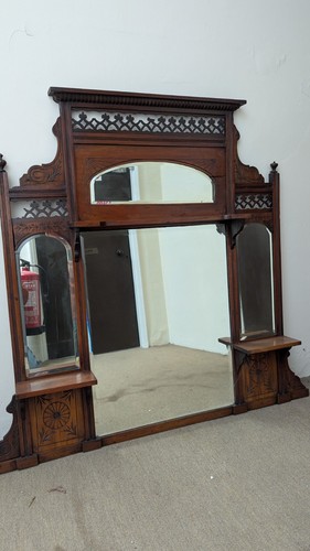 Victorian overmantle mirror - overmantle,
