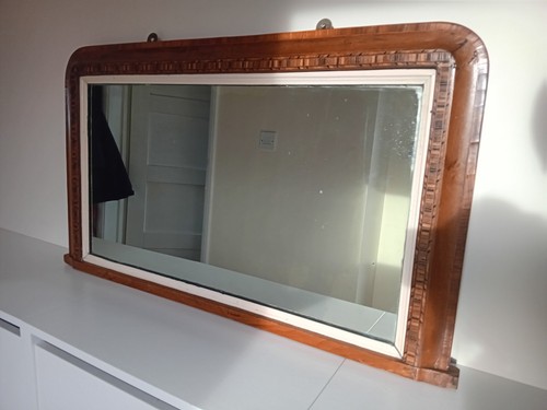 Antique walnut overmantel - antique,